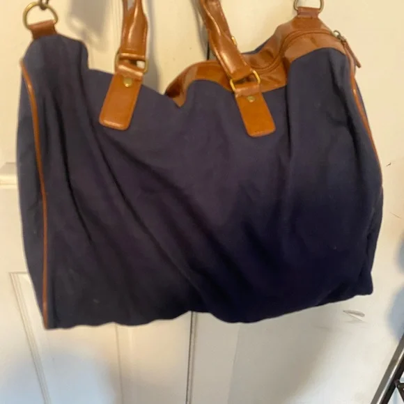 Vintage Ralph Lauren Navy and Brown Canvas Travel Tote - Picture 6 of 8